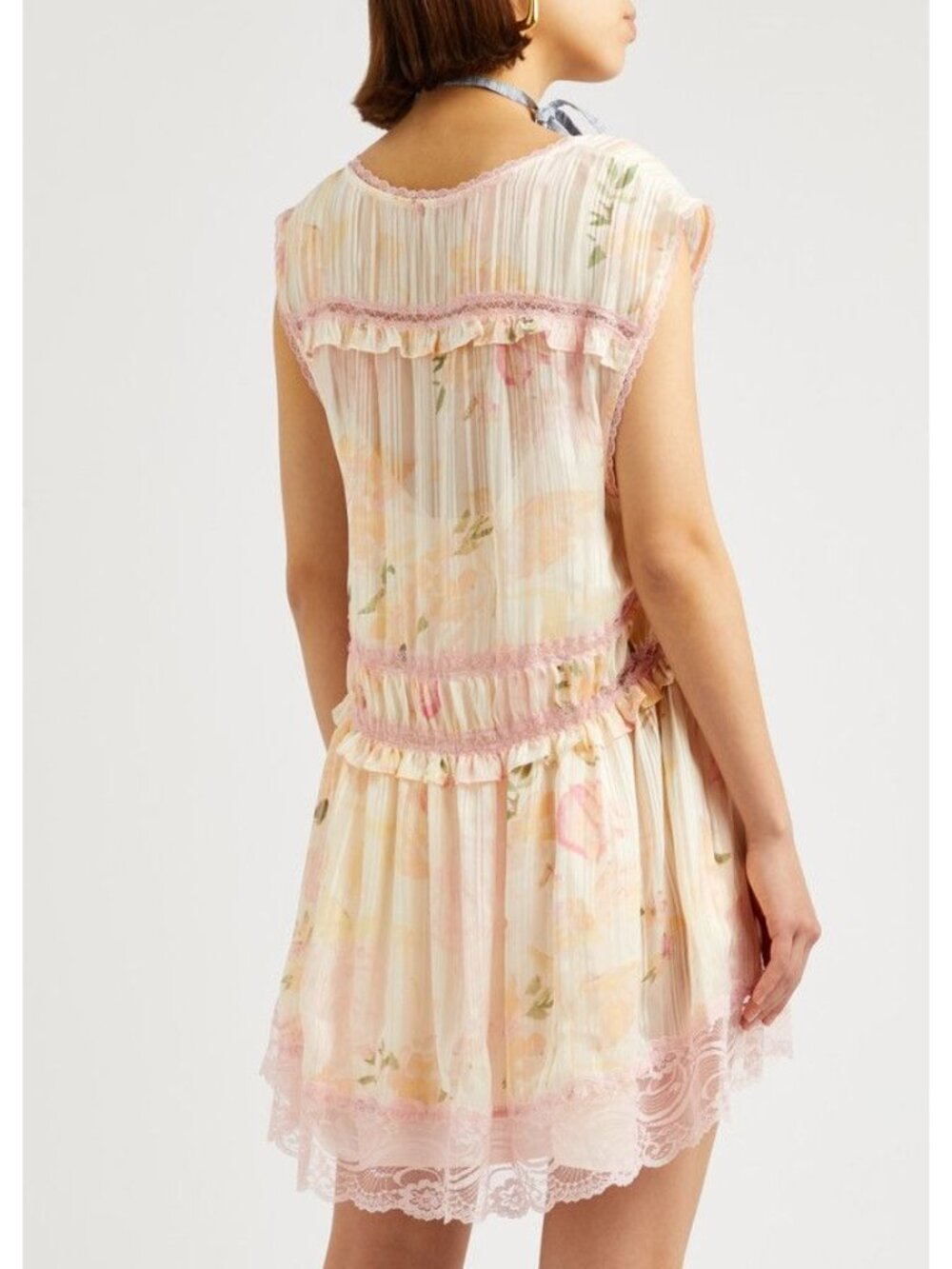 Free People Spring Fling Mini Dress in Tea Combo Medium New Womens Lace Boho - Picture 11 of 16
